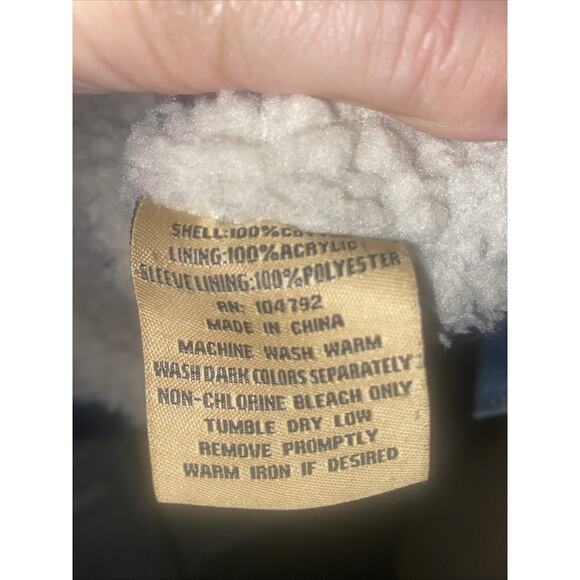 North 40 Men's Sherpa Lined Jacket Men's Blue Button Up Denim Trucker Sz Large - Picture 9 of 11